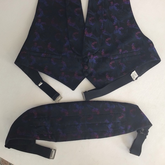 Formal tuxedo brocade evening vest and cummerbund set. Large 46-52 - Picture 4 of 10